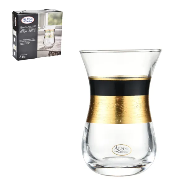 AC Set of 6pc Tea Glass with Design 4.7oz 140ml