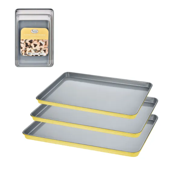 AC 14in 17in 19in Lemon Drop Yellow Cookie Sheet 3pc Set 0.6mm Gray Nonstick coating