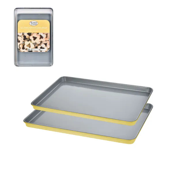 AC 17in and 19in Lemon Drop Yellow Cookie Sheet 2pc Set 0.6mm Gray Nonstick coating