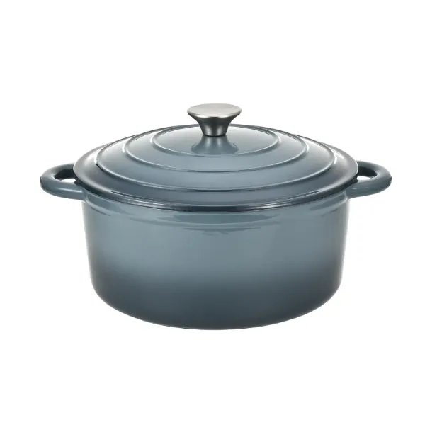 HB Cast Iron Dutch Oven 5.5Qt, Cream Enamel coating, Slate Blue color