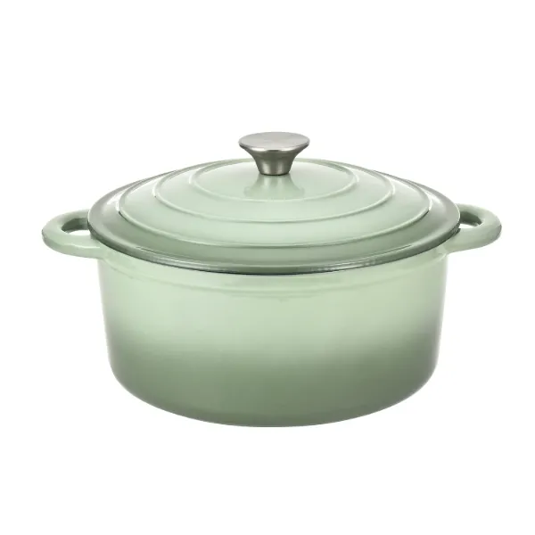 HB Cast Iron Dutch Oven 5.5Qt, Cream Enamel coating, Sage color