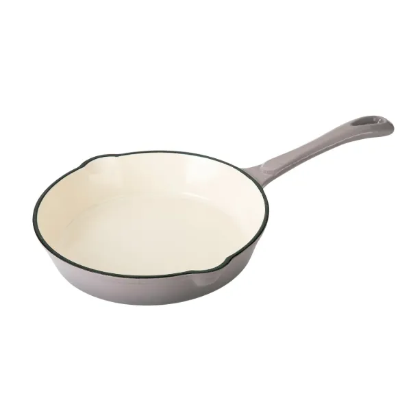 HB Cast Iron Fry Pan 10in Cream Enamel coating, Gray color