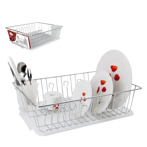 AC Dish Rack Chrome PP plated cutlery holder 17.7x13.7x5.3in