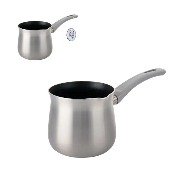 Coffee Warmer Aluminum 28oz Nonstick Coating, Metallic Silver, Bakelite Handle, Dolce