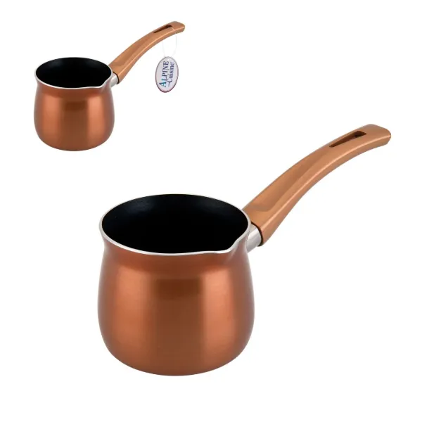 Coffee Warmer Aluminum 22oz Nonstick Coating, Metallic Copper, Bakelite Handle, Dolce
