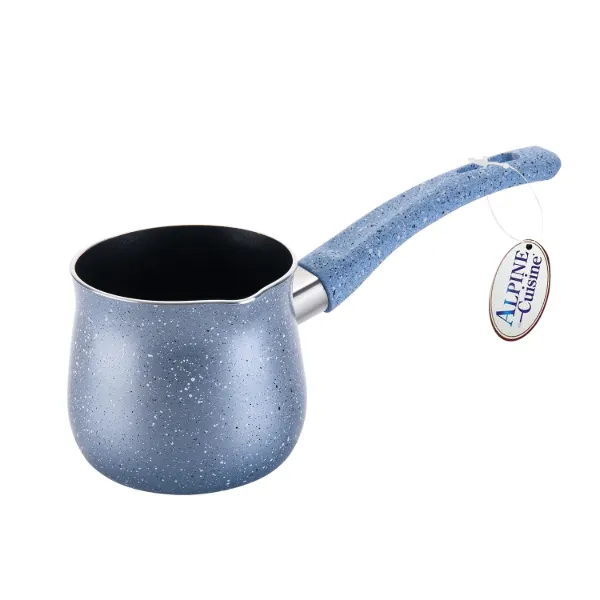 Coffee warmer Aluminum 22oz Black Nonstick Coating, Blue Marble Painting, with Bakelite Handle