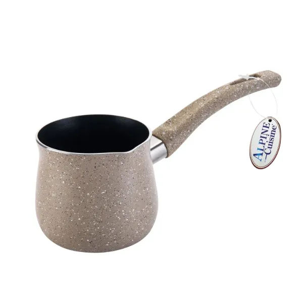 Coffee warmer Aluminum 22oz Black Nonstick Coating, Cream Marble Painting, with Bakelite Handle