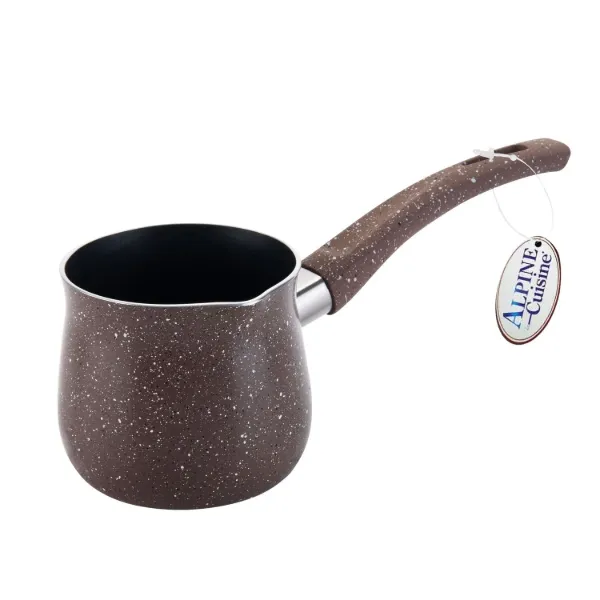 Coffee warmer Aluminum 44oz Black Nonstick Coating, Brown Marble Painting, with Bakelite Handle