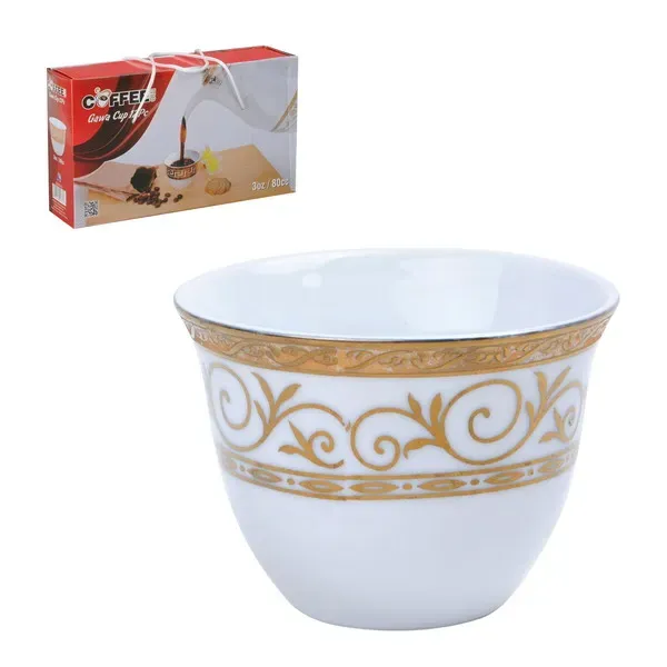 Gawa Cups 12pc set Porcelain 3oz, 80cc Gold